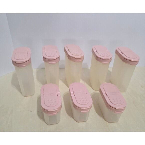 Tupperware Other - Lot Of 8 Tupperware #1843 #1846 Modular Mates Spice Shakers Pink Magnet Snap Lid